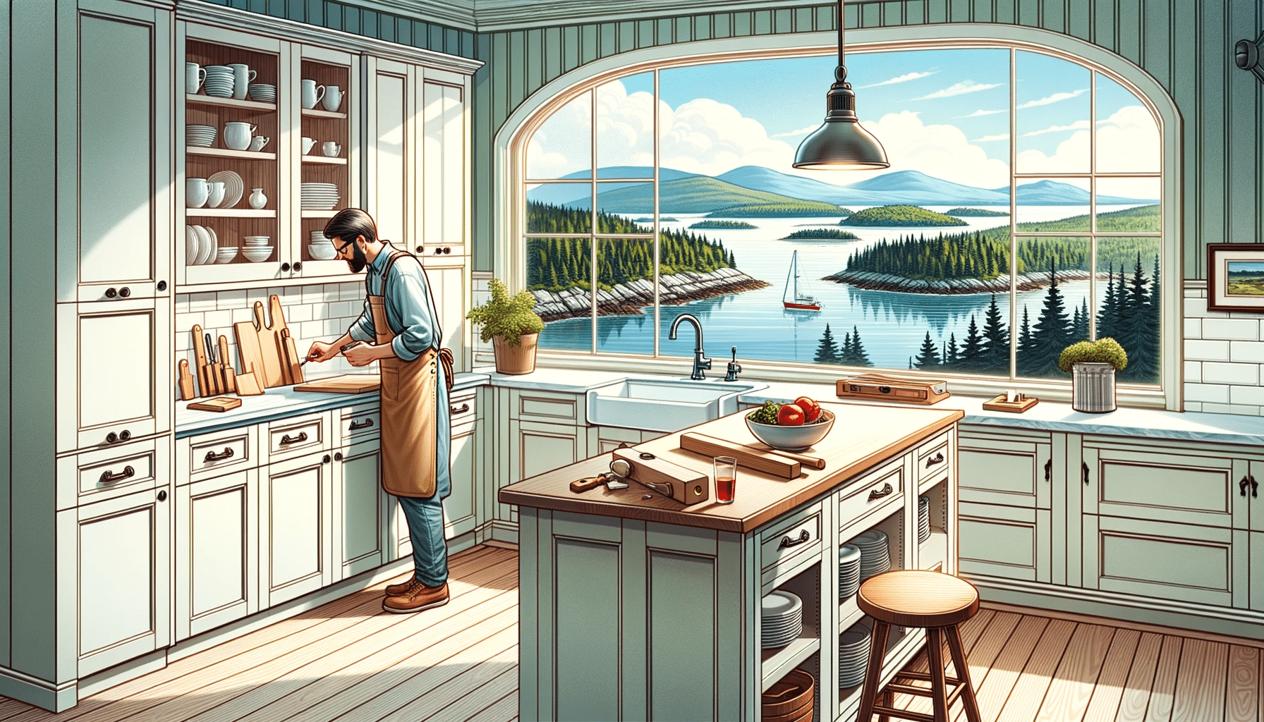 Beautifully Crafted kitchen with man in it